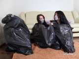 [From archive] Lucky, La Pulya and Xenia - Trio ball tied in trashbags 02