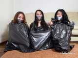 [From archive] Lucky, La Pulya and Xenia - Trio ball tied in trashbags 02