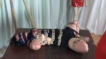 Belt bondage in dungarees