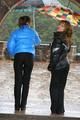 Outdoor trip of Stella and Leonie both wearing sexy shiny down jackets and black jeans (Pics)