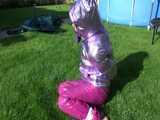 Watch Sandra being bound and gagged in her shiny nylon Downjacket