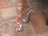 7 inch high heels dangling