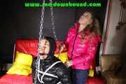 Hanging chair bondage with Sophie and Sandra (Video)