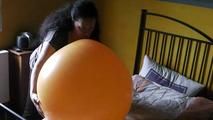 giant balloon in the bed