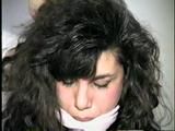 35 YEAR OLD ITALIAN HAIRDRESSER TIED TO CHAIR WITH THIN RAWHIDE, CLEAVE GAGGED AND HANDGAGGED (D56-4)