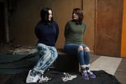 Anija v Katie Sweater hogties in sneakers