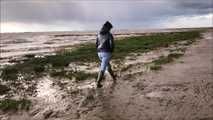 Rubber boot mistress at the North Sea beach for my welliefans