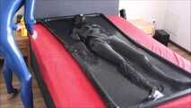 Play with slave girl in a vacuum bed