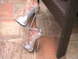 7 inch high heels dangling