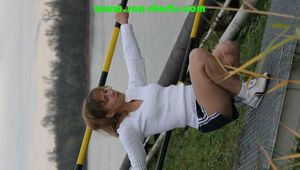739 Pictures of Leoni in shiny nylon Shorts taken 2005-2008 in one package!