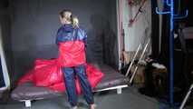 Watch Maly preparing and enjoying her shiny nylon Bedsheets in her Shiny nylon Rainwear