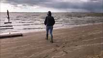 Rubber boot mistress at the North Sea beach for my welliefans