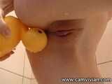 Anal toying with a rubber duck