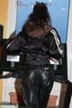 Stella and Leonie during their workout on the treadmill both wearing shiny nylon rainwear (Pics)