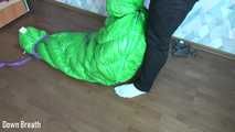 Green sleeping bag bondage and breathplay