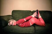 1071 Sandy in Red Pants Hogtie Video and Images