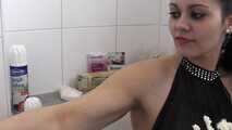 Busty Fabienne messing with whipped cream in the bathtub - Part 1 of 2