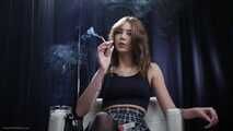 19 years old brunette is smoking 100mm cork cigarette 