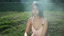 Outdoor smoking with Vegetarian girl