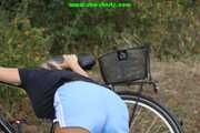 Watch Sandra riding her bike enjoying her shiny nylon shorts