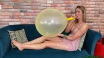 Blow2pop yellow CUSTOM LONGNECK balloon with mouthpiece