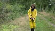 Miss Petra goes for a walk in friesennerz, yellow rain dungarees and rubber boots (looped version)