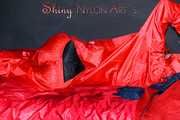 *** HOT HOT HOT*** NEW MODELL*** DESTINY wearing a sexy red shiny nylon rain suit over a black shiny nylon shorts enjoying herself in the cloth (Pics)