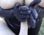 Video Leather Lady with Leather Gloves - Cum in my Face