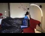 SEXY LUCY preparing her sofa for lolling wearing a sexy shiny nylon rainwear combination (Video9