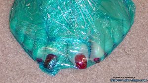 Blue Mood - Alexis Taylor in Plastic-Wrap Mummification