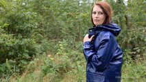 Miss Petra goes for a walk in Farmerrain jacket,  rain dungarees and rubber boots