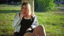 Nastya is smoking in the park