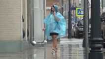 [From archive] Elsa - hogtaped in raincoat (video)