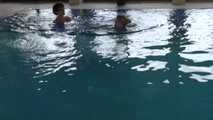 Lesbian Sex in public pool