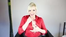 Buttoned-up in red masturbation