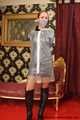 Miss Scarlett bound and gagged in full PVC outfit and transparent raincoat