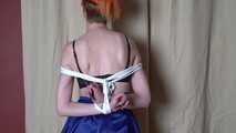 1021 Amber in Vintage Lingerie and Microfoam Tape gag.