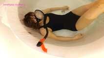 Xiaoyu Wearing Diving Gear in Bathtub