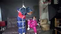 Ronja tied and gagged by stella in shiny nylon rainwear 