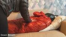 Mummification with sleeping bag and plastic