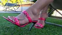 pink heels dangling