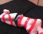 [From archive] Gatitta - mummified in clear cling film with red duct tape (video)