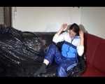 SEXY LUCY preparing her sofa for lolling wearing a sexy shiny nylon rainwear combination (Video9