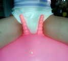 Space hopper + wet diaper girl = squish!