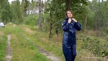 Miss Petra goes for a walk in Farmerrain jacket,  rain dungarees and rubber boots