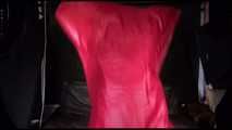 Watching Mara preparing her sofa with shiny nylon cloth wearing a sexy rainwear combination (Video)