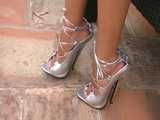 7 inch high heels dangling