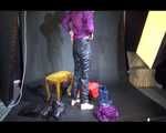 SEXY MARA trying on several shiny nylon rainwear and downwear for you (Video)