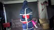 Ronja tied and gagged by stella in shiny nylon rainwear 