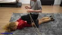 blond girl helpless tied up